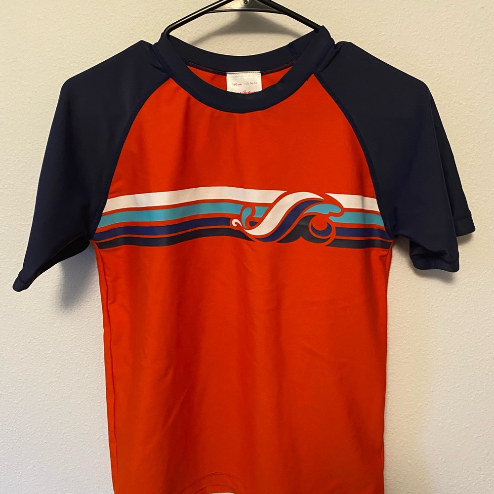 Hanna Andersson Kids Swim Rashguard - Orange and Navy